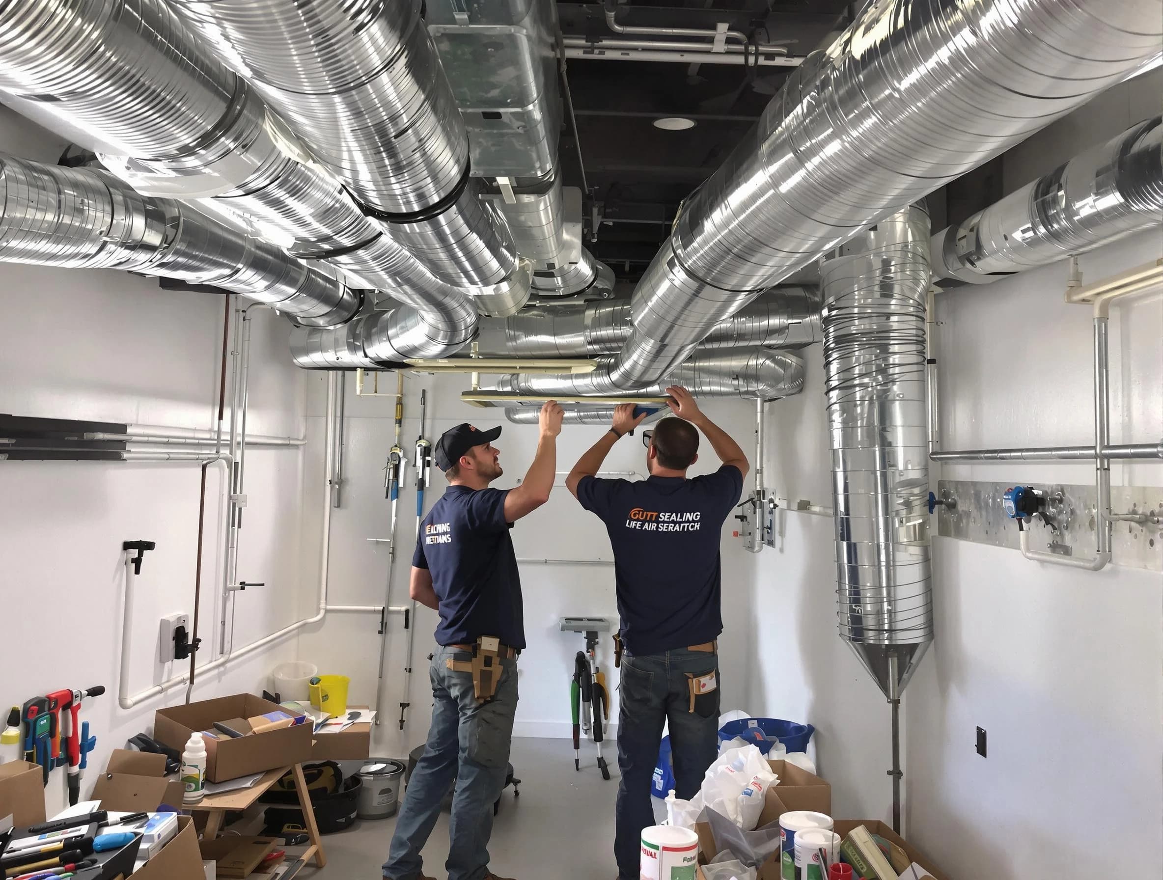 Saugus Air Duct Cleaning technician applying professional duct sealing solutions in Saugus