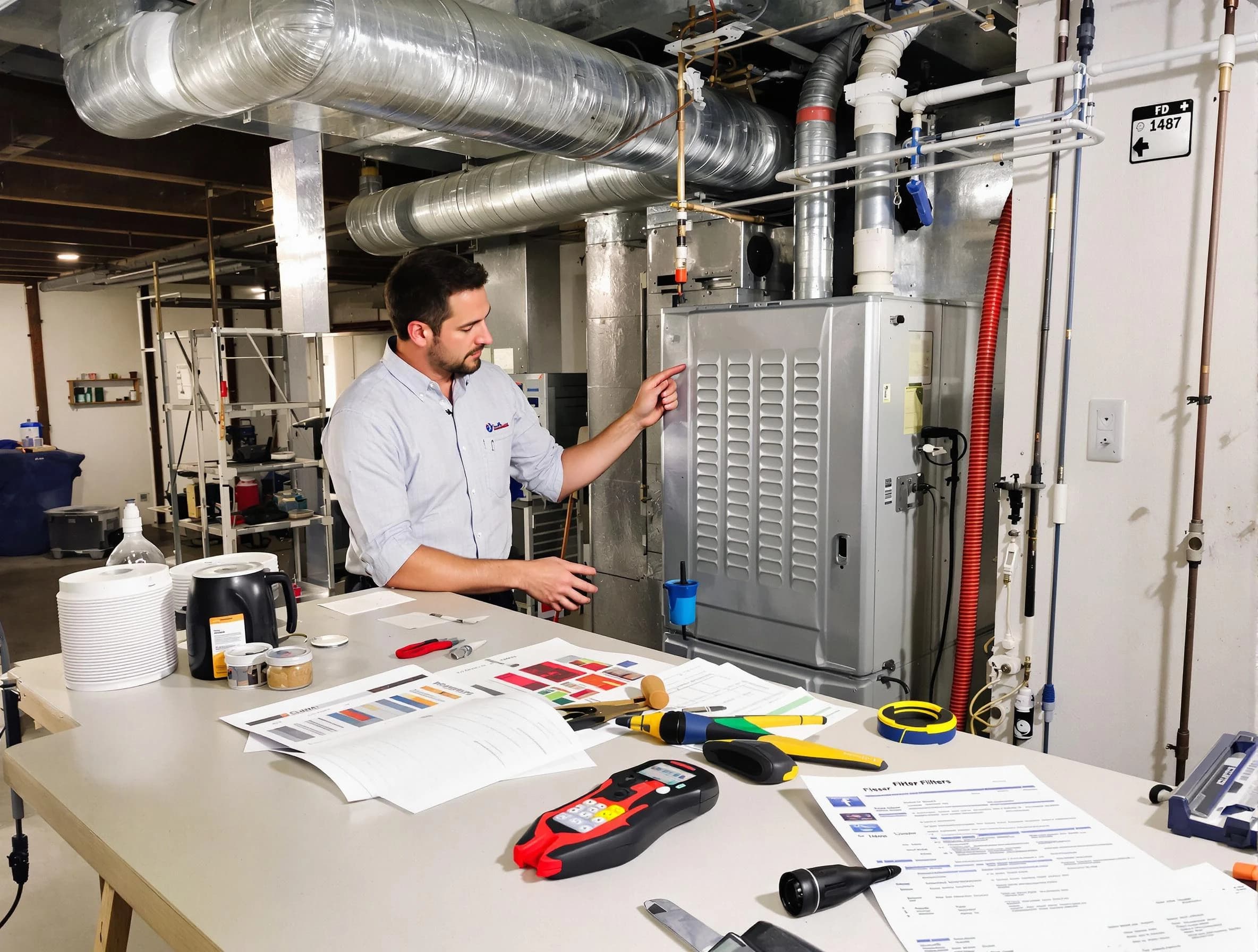 Saugus Air Duct Cleaning inspector conducting detailed filter system evaluation using professional diagnostic tools in Saugus