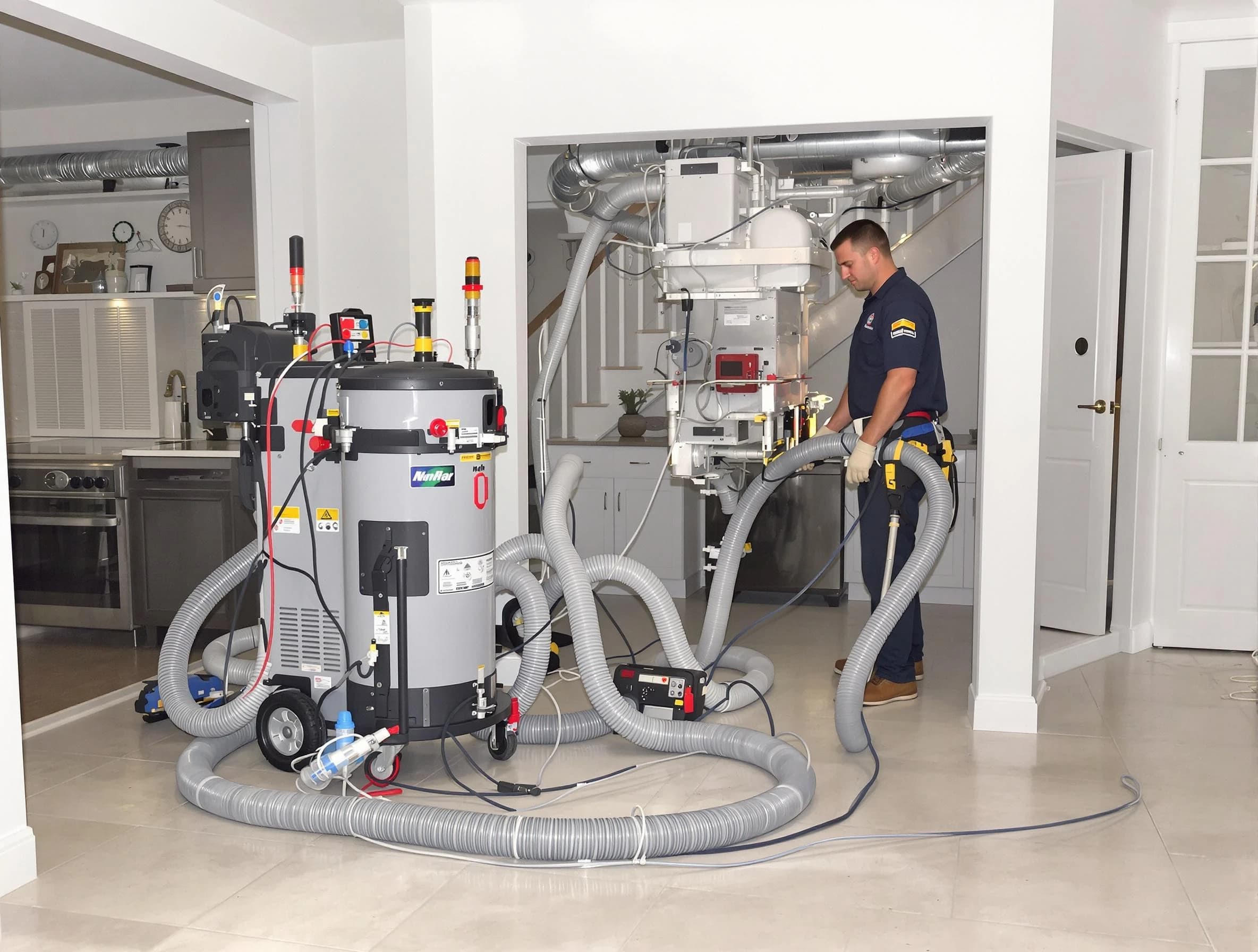 Saugus Air Duct Cleaning technician operating negative pressure cleaning equipment for thorough duct maintenance in Saugus