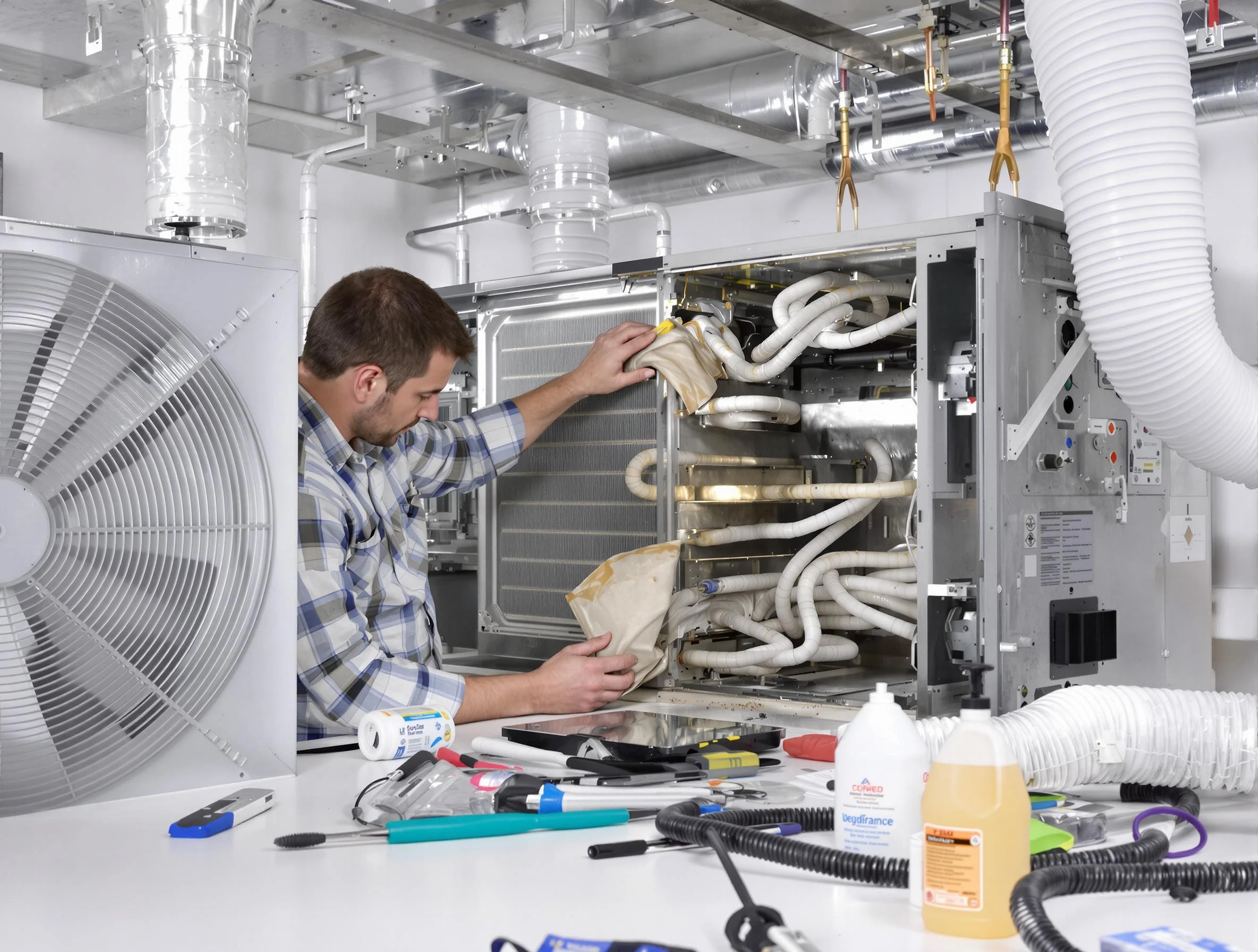 Saugus Air Duct Cleaning specialist performing precision AC coil cleaning in Saugus