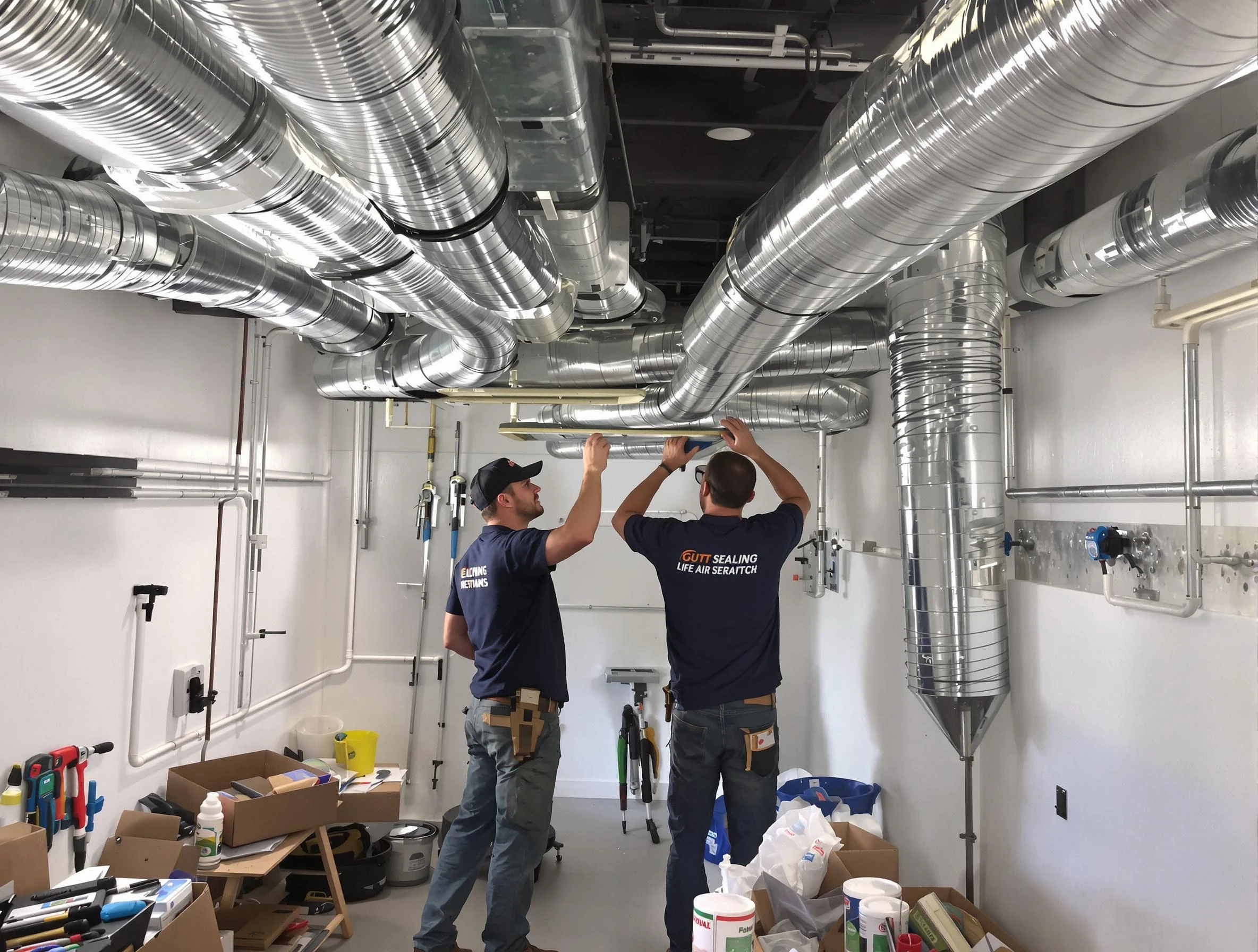Saugus Air Duct Cleaning technician applying professional duct sealing solutions in Saugus